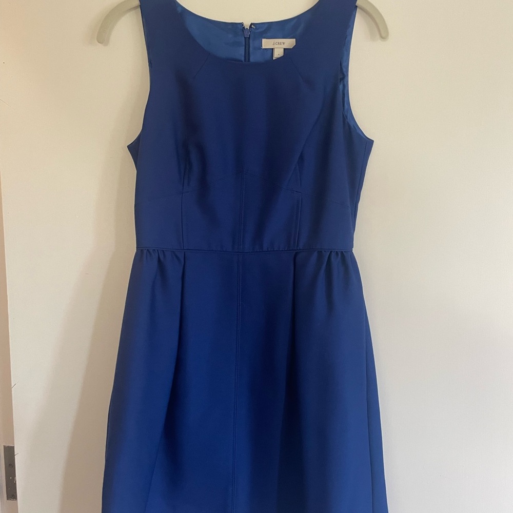 J. Crew Blue Pleated A-Line Mini Dress